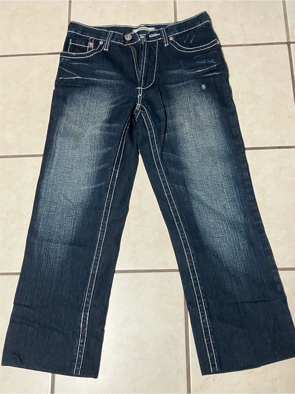 Y2K Flypaper Thick Stitch Dark Wash Jeans Tailored 29x29 Tag 29x32